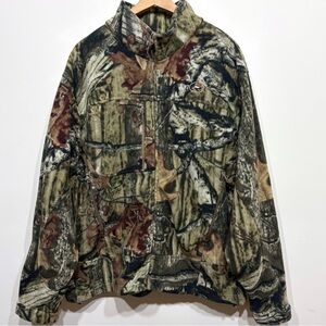 Redhead Men Vintage Camo Fleece Jacket Brown Green Hunting Outdoor Gorp Size 2XL